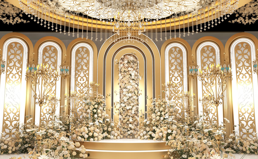 长岛香槟色调婚礼堂效果展示